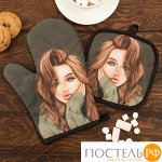 Кух. набор 2 пр. Этель Love Life &quot;Крутая&quot;, прихв. 17*17 см, рукав. 26*16 см,100% п/э   4437259