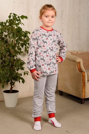 Пижама детская из джемпера и брюк из кулирки Олененок красный