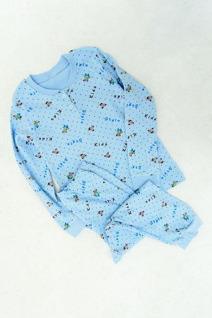 Пижама детская из интерлока Мишка голубой