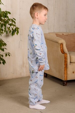 Пижама детская из интерлока Мишка голубой