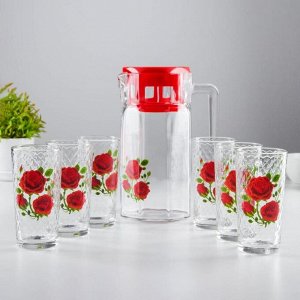 Набор питьевой «Алая роза», 7 предметов: кувшин 1,235 л, стакан 230 мл 6 шт