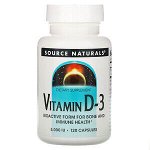Source Naturals, Витамин D-3, 5,000 МЕ, 120 кап