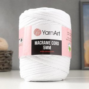 Пряжа "Macrame Cord"  60% хлопок, 40% вискоза/полиэстер 5 мм 85м/500гр (751 белый)