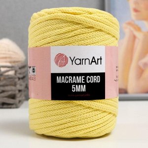 Пряжа "Macrame Cord"  60% хлопок, 40% вискоза/полиэстер 5 мм 85м/500гр (754 св.жёлтый)