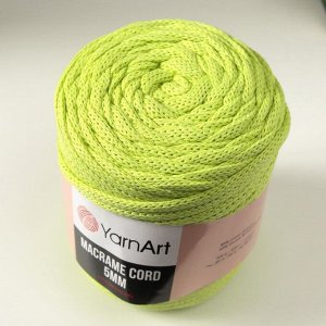 Пряжа "Macrame Cord"  60% хлопок, 40% вискоза/полиэстер 5 мм 85м/500гр (755 салат)