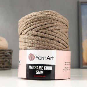 Пряжа "Macrame Cord"  60% хлопок, 40% вискоза/полиэстер 5 мм 85м/500гр (768 серо-беж)