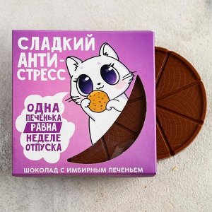 Молочный шоколад с имбирным печеньем «Сладкий антистресс», 45 г