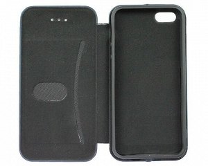 Чехол книжка iPhone 5/5S Flip SoftTouch (темно-синий)