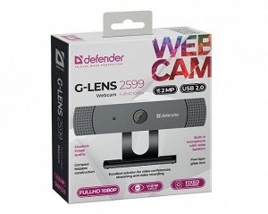 Веб-камера Defender G-lens 2599 FullHD 1080p, 2МП, черная, 63199