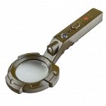 Лупа выживальщиков Fineway FW-600 с подсветкой и компасом - линза с увеличением х4, встроены 6 светодиодных ламп + UV. Поможет выжить в экстремальных условиях. №100