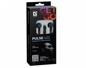 Наушники Defender Pulse 420 с микрофоном черный + синий, 63423 recommended