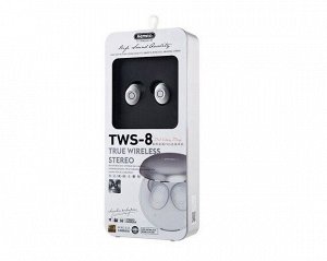 Bluetooth стереогарнитура Remax True Stereo TWS-8 серебро