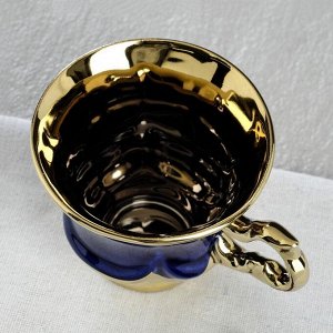Чашка кофейная &quot;Королевская&quot;, цвет синий, покрытие булат, 0.2 л