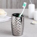 Стакан для зубных щёток &quot;Ромб&quot;, серебристый, 11 см
