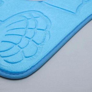Набор ковриков для ванны и туалета «Ракушки», объёмные, 2 шт: 40x50, 50x80 см, цвет голубой