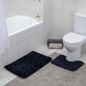 Набор ковриков для ванной и туалета Доляна «Галька», 2 шт: 39?50, 50?80 см