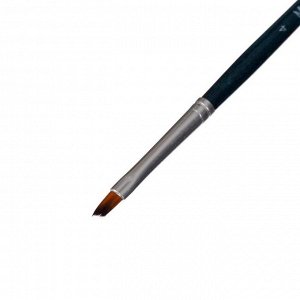 Кисть наклонная, Andy, № 4, d-4.0 мм, L-7.4 мм (короткая ручка), синий лак, «Малевичъ», синтетика