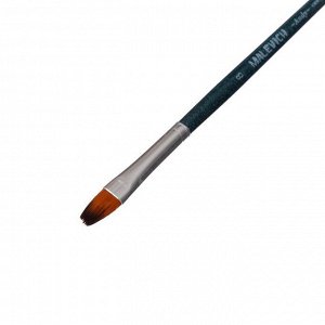 Кисть плоскоовальная, Andy, № 8, d-8.0 мм, L-12 мм (короткая ручка), синий лак, «Малевичъ», синтетика