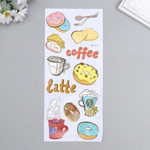 Наклейка бумага "Пончики и кофе" 28,5х10,5 см