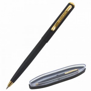 Ручка подарочная шариковая BRAUBERG &quot;Maestro&quot;, СИНЯЯ, корпус черный с золотистым, линия письма 0,5 мм, 143470
