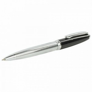 Ручка подарочная шариковая BRAUBERG Sonata, СИНЯЯ, корпус серебристый с черным, линия письма 0,5 мм, 143482