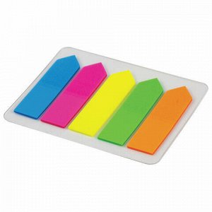Закладки клейкие ERICH KRAUSE "Neon Arrows", 44х12 мм, 5 цветов х 20 листов, в пластиковой книжке, 31178