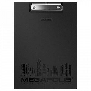 Папка-планшет ERICH KRAUSE "Megapolis", А4 (320х227 мм), с прижимом и крышкой, пластиковая, черная, 1,3 мм, 46036