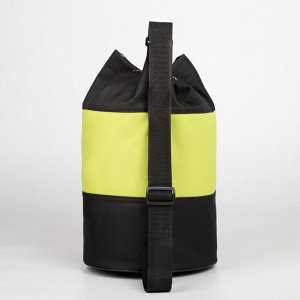 Рюкзак-торба, отдел на стяжке шнурком, цвет чёрный/салатовый