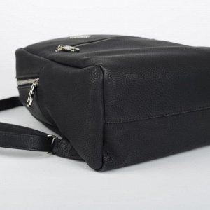Рюкзак молодёжный, отдел на молнии, 2 наружных кармана, цвет чёрный