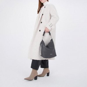 Сумка женская, отдел на молнии, 3 наружных кармана, длинный ремень, цвет серый