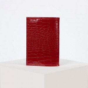 Обложка для паспорта, 5 карманов для карт, крокодил, цвет красный
