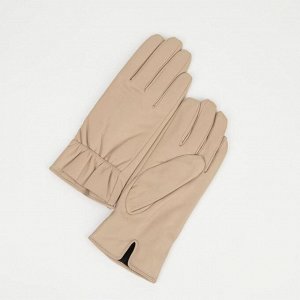 Перчатки женские, размер 6.5, с утеплителем, цвет бежевый