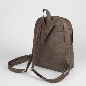 Рюкзак молодёжный, отдел на молнии, 2 наружных кармана, цвет коричневый