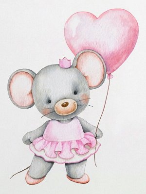 Комбинезон на кнопках с розовой юбочкой &quot;Мышка с сердечком&quot;