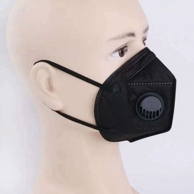 Черная маска-респиратор KN95 с клапаном
