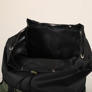 Рюкзак туристический, 55 л, отдел на шнурке, 3 наружных кармана, цвет чёрный/хаки