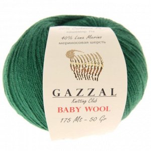 Пряжа "Baby Wool" 20% кашемир, 40% меринос. шерсть, 40% акрил 175м/50гр (814 зелёный)