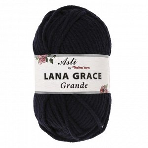 Пряжа "Lana Grace Grande" 25% шерсть мериноса, 75% акрил 65м/100гр (0107 т. синий)