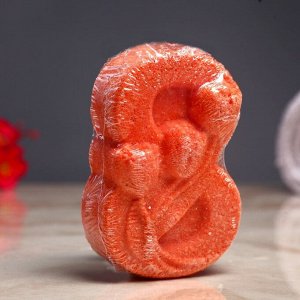 Шипучая бомбочка "С 8 марта с тюльпанами" с ароматом персика, оранжевая