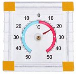 Пластиковый термометр оконный &quot;Биметалический&quot; квадратный, в блистере (-50 +50)