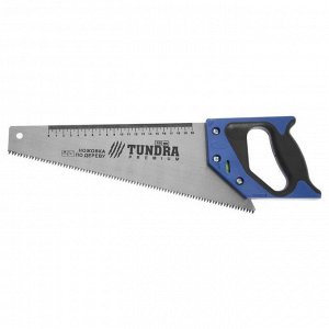 Ножовка по дереву ТУНДРА, 2К рукоятка, 3D заточка, каленый зуб, 7-8 TPI, 350 мм