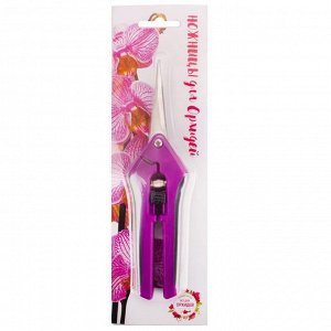 Ножницы садовые, для орхидей, 6.5" (16.5 см), пластиковые ручки, цвет МИКС