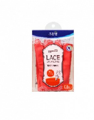 Перчатки из натурального латекса с внутренним покрытием "LACE LATEX GLOVES" (укороченные, с крючками для сушки) размер L 1 пара / 50