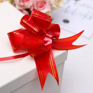 Подарочный Бант - бабочка №5 «Золотые полосы», красный, для упаковки подарков
