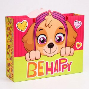Пакет подарочный «Be happy»,31х40х11 см, упаковка, Щенячий патруль