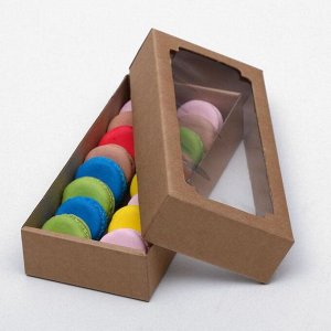 Коробка сборная без печати крышка-дно бурая с окном 24x11x4.5 см