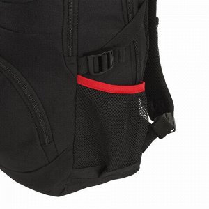 Рюкзак GERMANIUM "S-06" универсальный, уплотненная спинка, облегченный, черный, 46х32х15 см