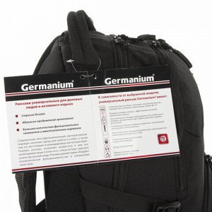 Рюкзак GERMANIUM "S-06" универсальный, уплотненная спинка, облегченный, черный, 46х32х15 см