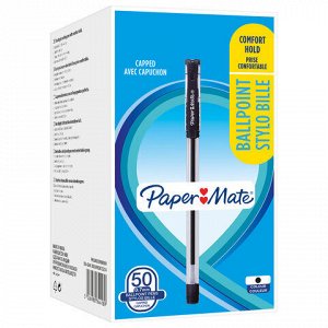 Ручка шариковая с грипом PAPER MATE "Brite", ЧЕРНАЯ, игольчатый узел 1 мм, линия письма 0,7 мм, 2084418