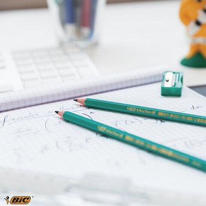 Карандаш чернографитный BIC, 1 шт., "Evolution", HB, с резинкой, пластиковый, корпус зеленый, заточенный, 8803323